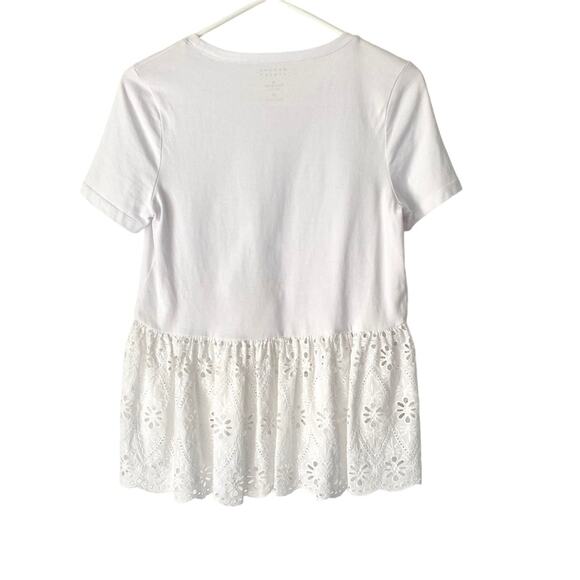 Kate Spade Broome Street White Eyelet Flounce T-shirt size XS - Picture 4 of 5